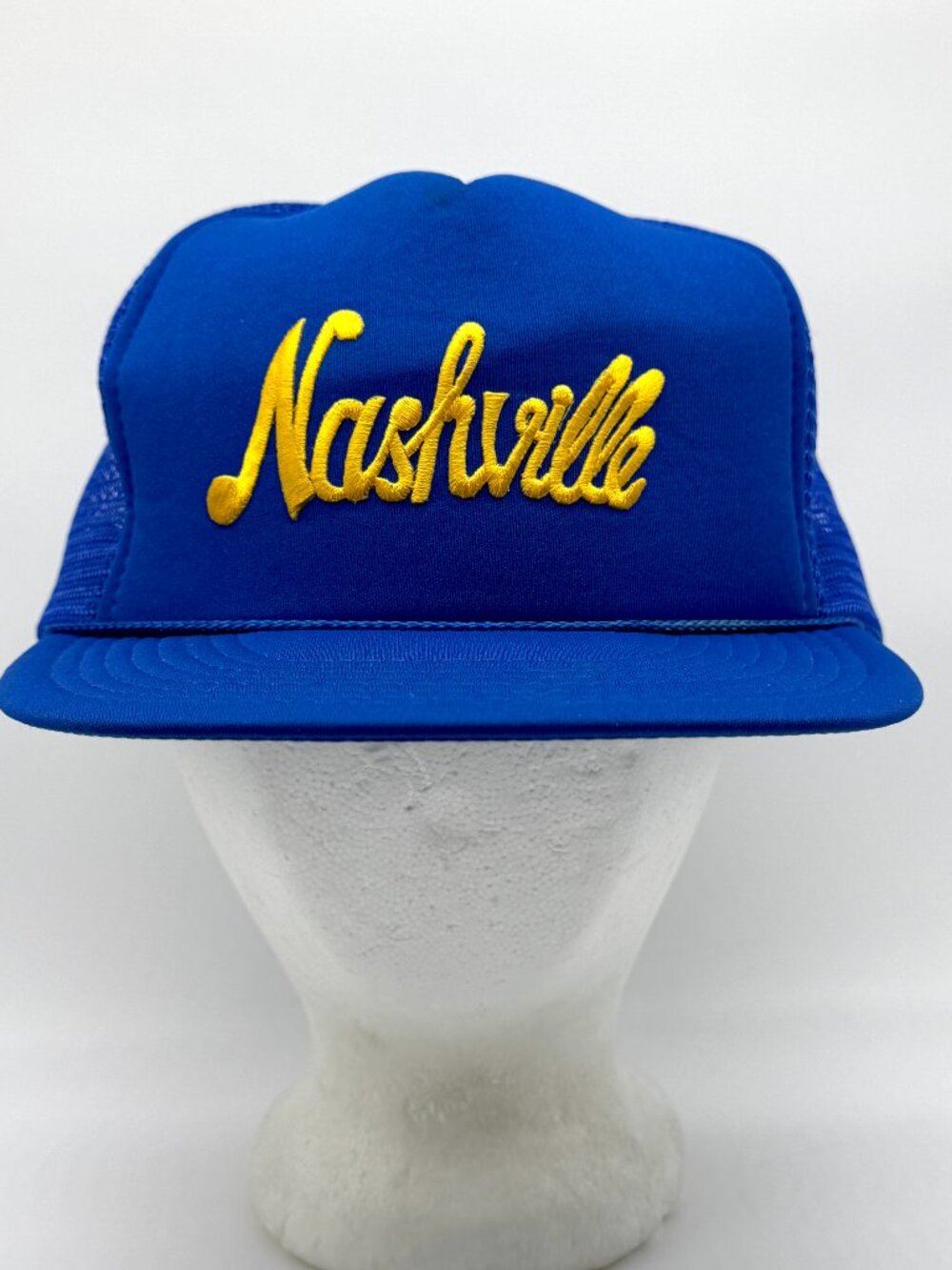 Vintage Nashville Snapback Mesh Trucker Hat w/ Rope Blue Adjustable